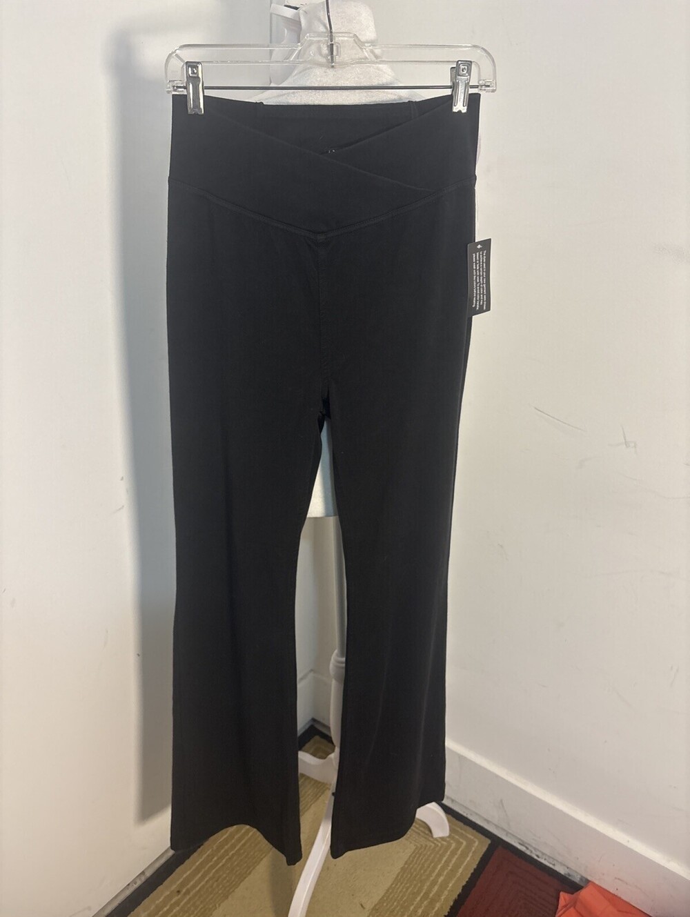 NWT Iman Wide Leg Crossover Leggings Navy Medium Black New